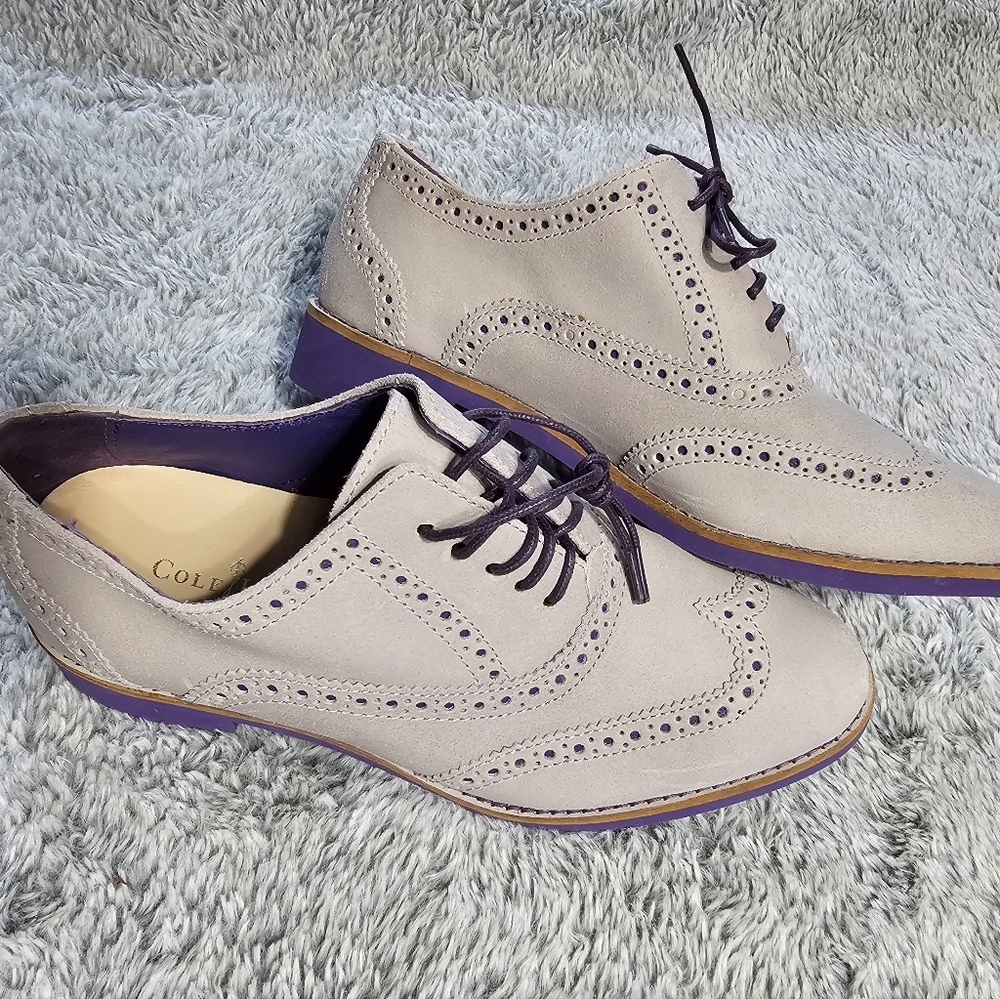 Never Worn Cole Haan Grey Leather with Purple Shoe, Size 7.